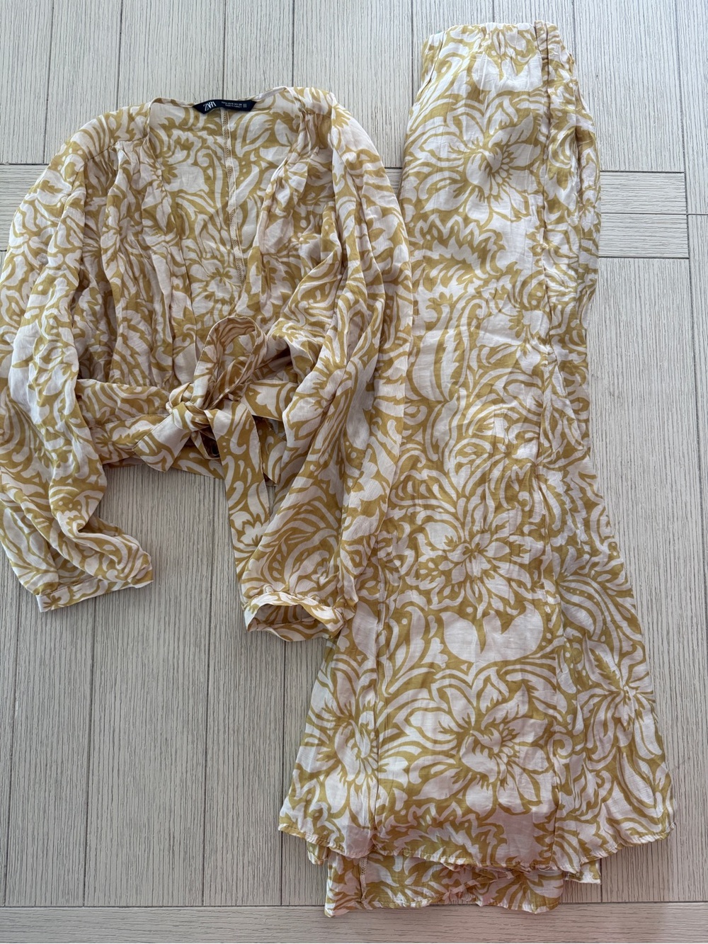 Zara Two-Piece Floral Set in Mustard and White